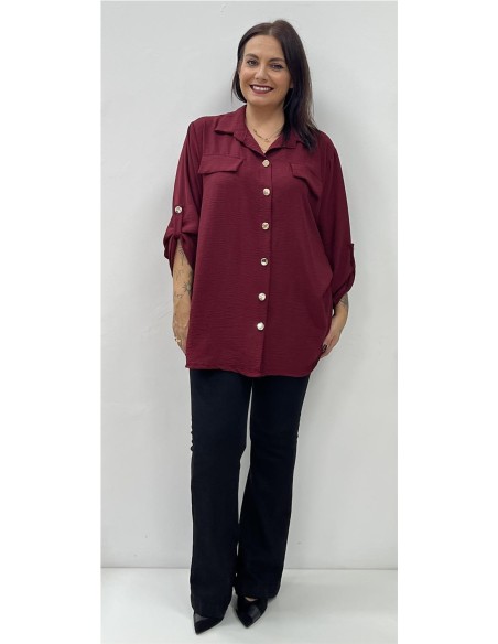 CAMISA BASIC PLUSA BURDEOS