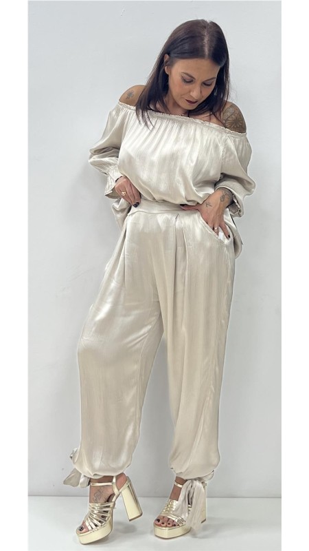 PANTALON GIRONA LAZOS BEIG 2