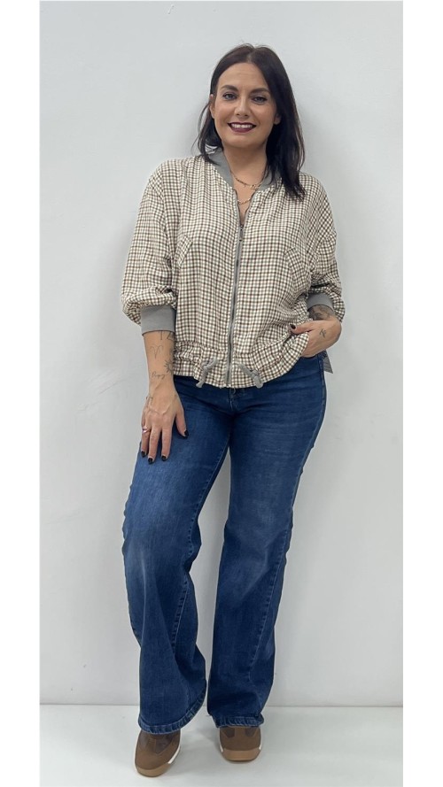 SUDADERA CUADROS GRIS