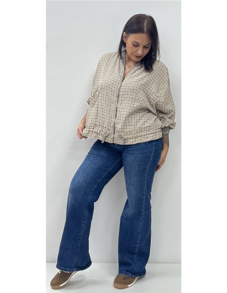 SUDADERA CUADROS GRIS