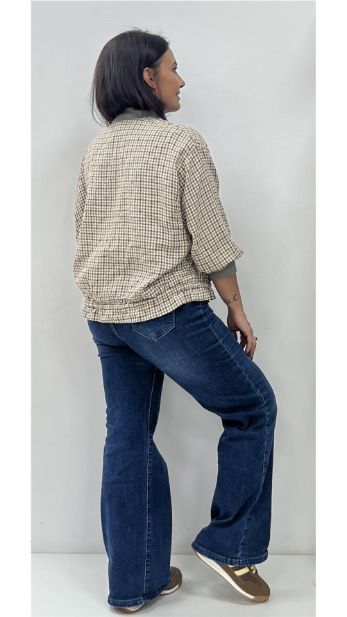 SUDADERA CUADROS GRIS