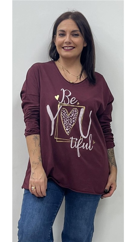 CAMISETA BE YOU BURDEOS