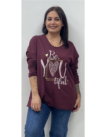 CAMISETA BE YOU BURDEOS