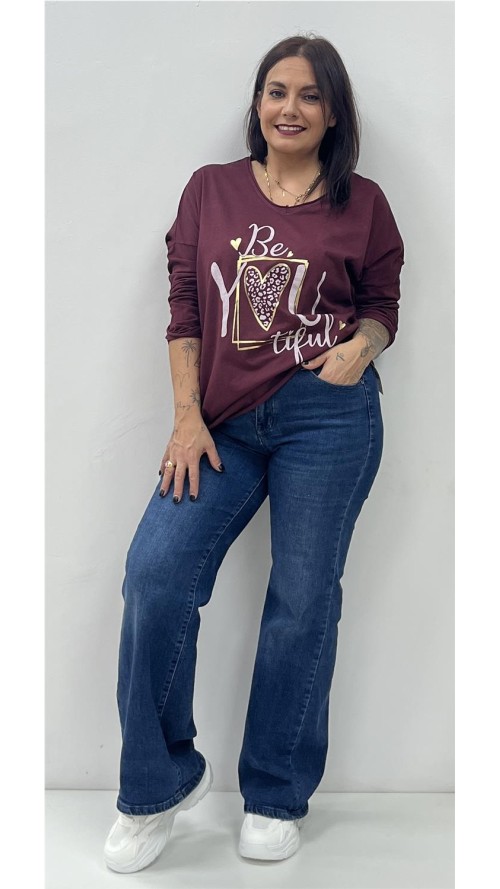 CAMISETA BE YOU BURDEOS