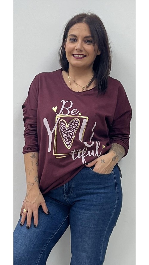 CAMISETA BE YOU BURDEOS