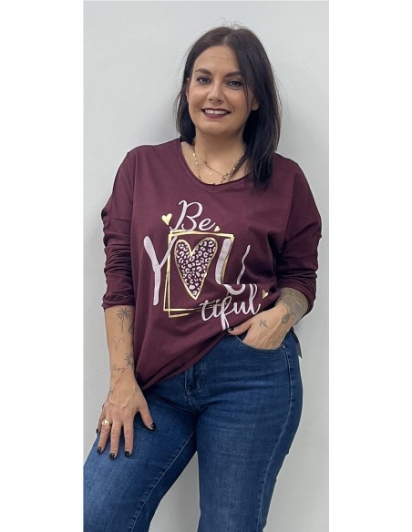 CAMISETA BE YOU BURDEOS