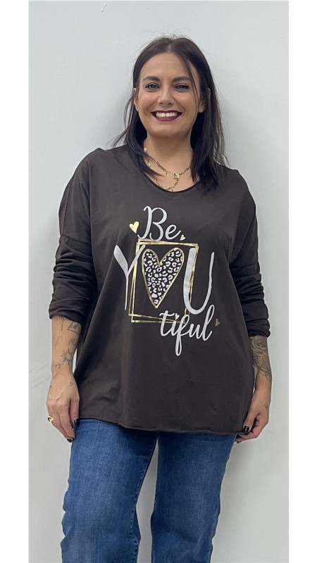 CAMISETA BE YOU MARRON