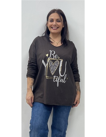CAMISETA BE YOU MARRON