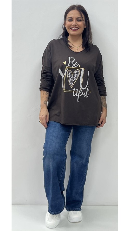 CAMISETA BE YOU MARRON