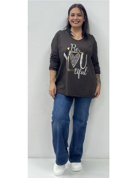 CAMISETA BE YOU MARRON