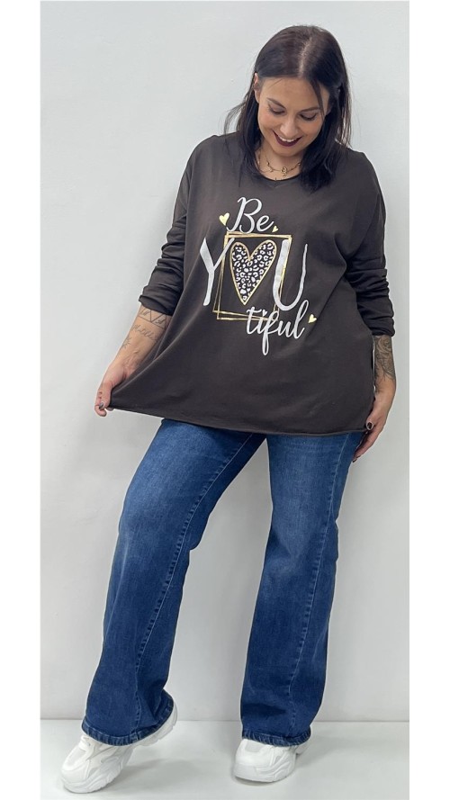 CAMISETA BE YOU MARRON