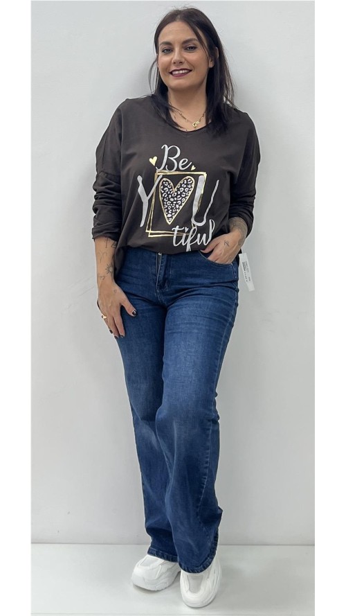 CAMISETA BE YOU MARRON