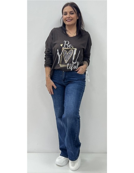 CAMISETA BE YOU MARRON