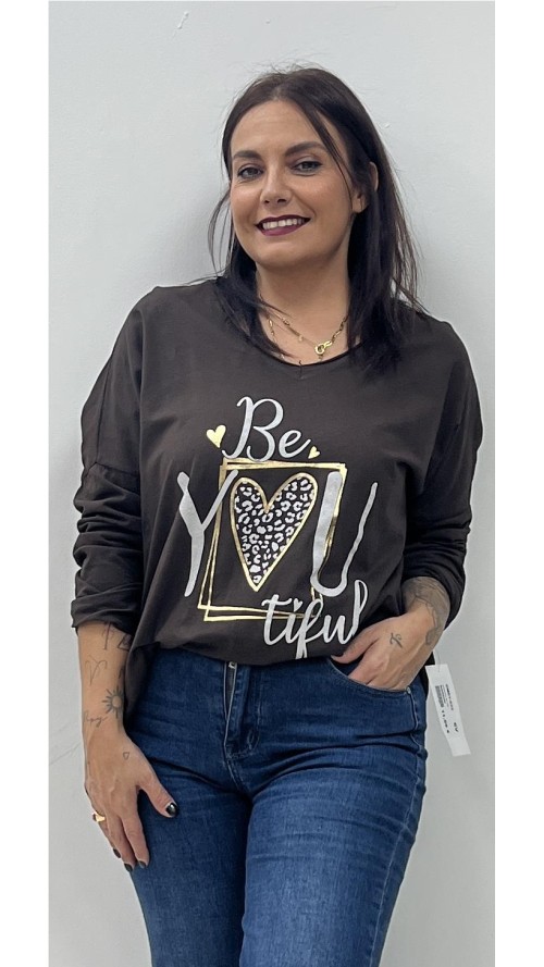 CAMISETA BE YOU MARRON