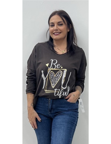 CAMISETA BE YOU MARRON