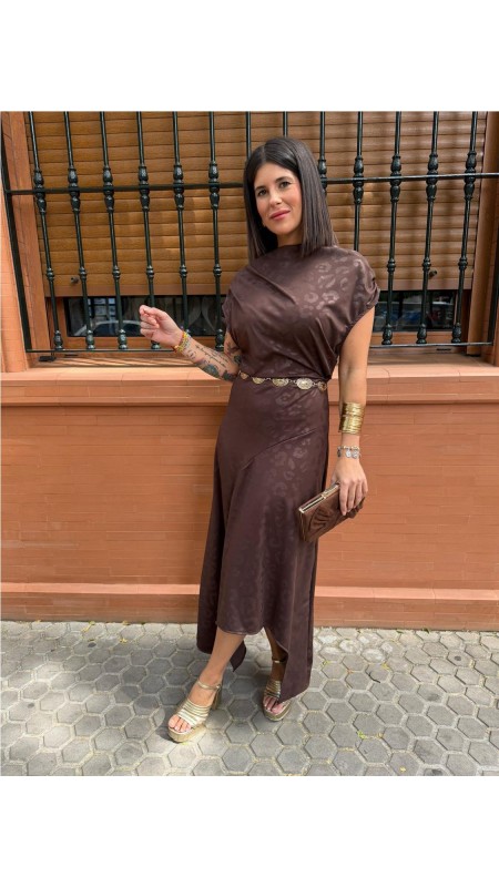 VESTIDO AMPARO MARRON