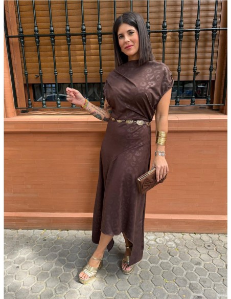 VESTIDO AMPARO MARRON