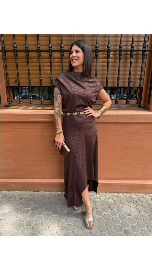 VESTIDO AMPARO MARRON