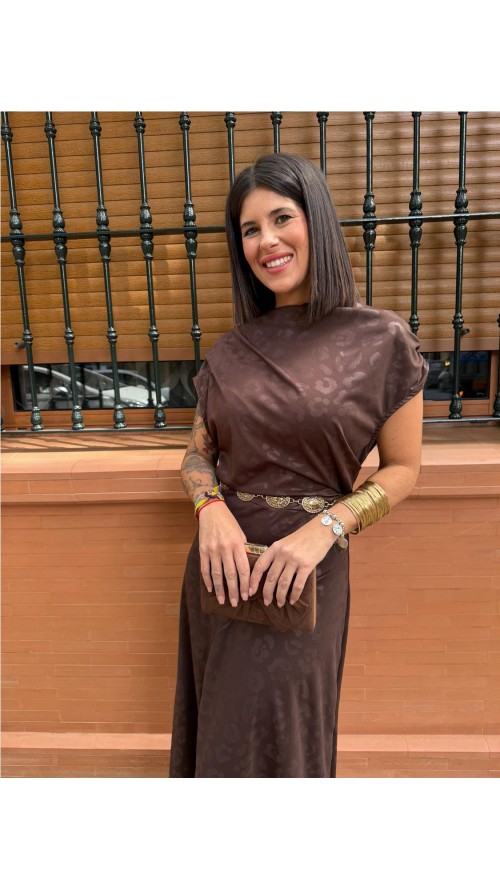 VESTIDO AMPARO MARRON