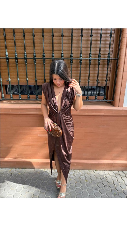 VESTIDO IRIS ESTAMPADO MARRON