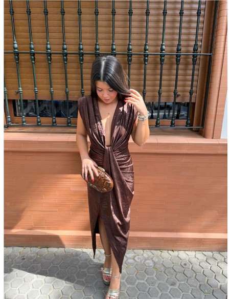 VESTIDO IRIS ESTAMPADO MARRON