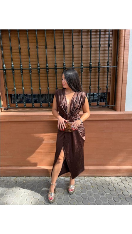 VESTIDO IRIS ESTAMPADO MARRON 2