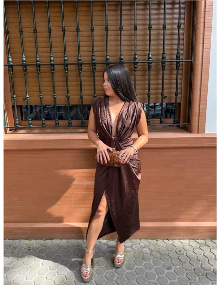 VESTIDO IRIS ESTAMPADO MARRON