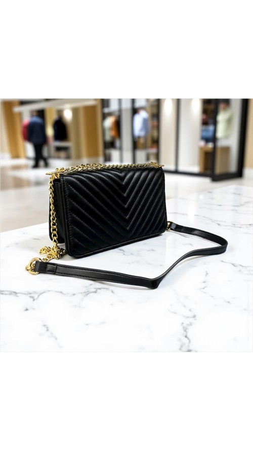 BOLSO NAPA ESTILO V NEGRO