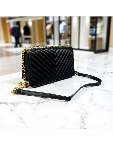BOLSO NAPA ESTILO V NEGRO