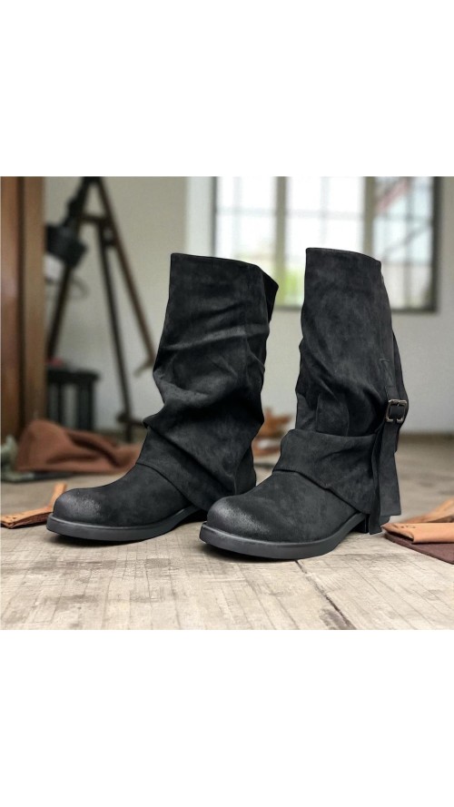 BOTA DOBLE HEBILLA LATERAL NEGRO