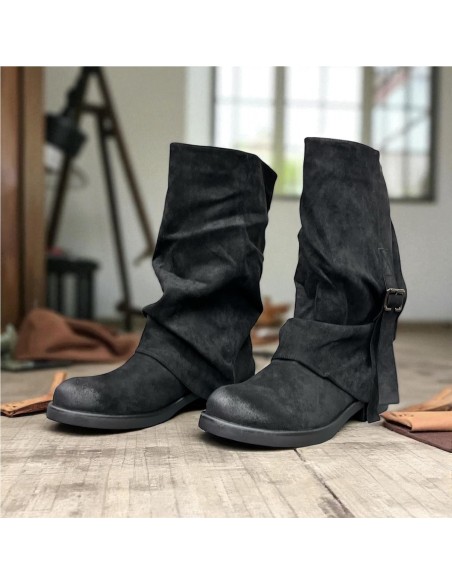 BOTA DOBLE HEBILLA LATERAL NEGRO