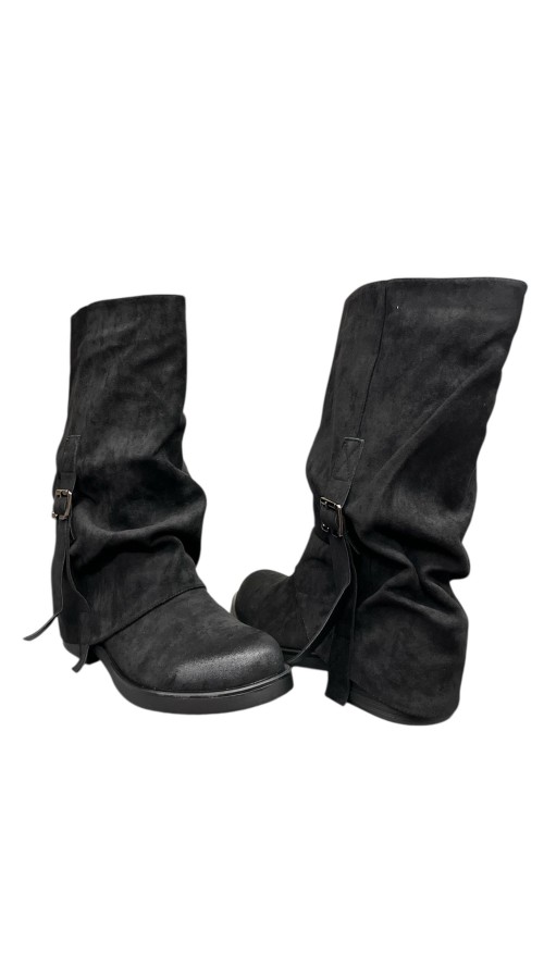 BOTA DOBLE HEBILLA LATERAL NEGRO