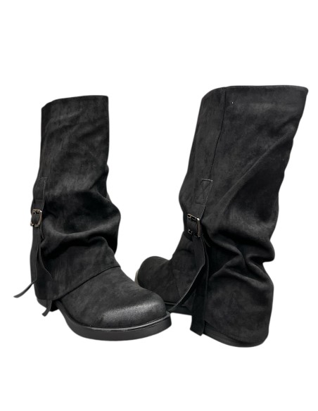 BOTA DOBLE HEBILLA LATERAL NEGRO
