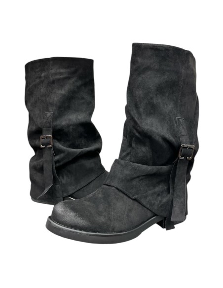 BOTA DOBLE HEBILLA LATERAL NEGRO