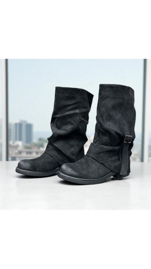 BOTA DOBLE HEBILLA LATERAL NEGRO