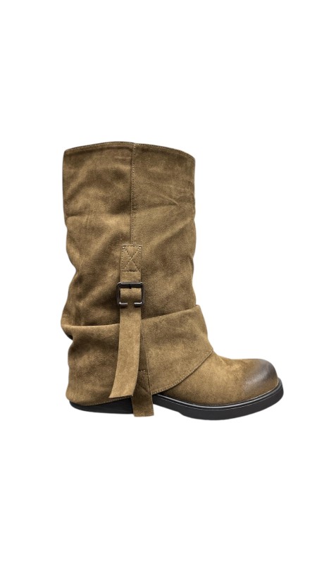 BOTA DOBLE HEBILLA LATERAL TAUPE