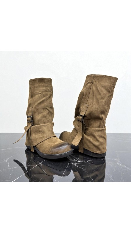 BOTA DOBLE HEBILLA LATERAL TAUPE 2
