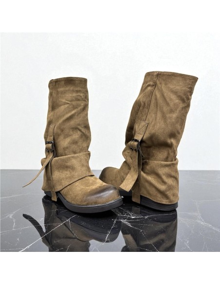 BOTA DOBLE HEBILLA LATERAL TAUPE