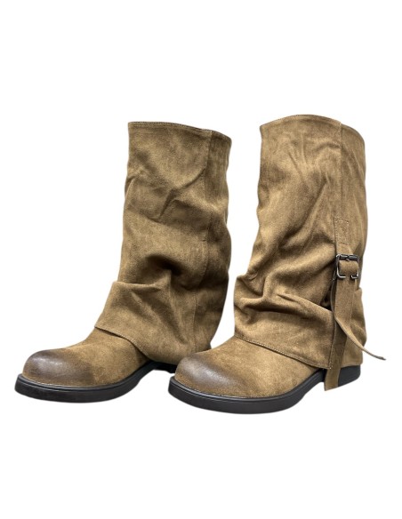BOTA DOBLE HEBILLA LATERAL TAUPE