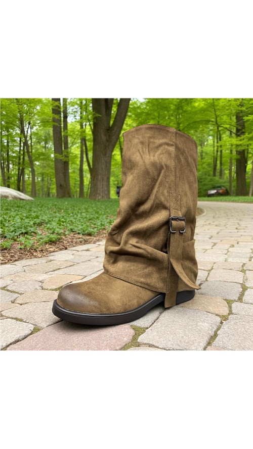 BOTA DOBLE HEBILLA LATERAL TAUPE