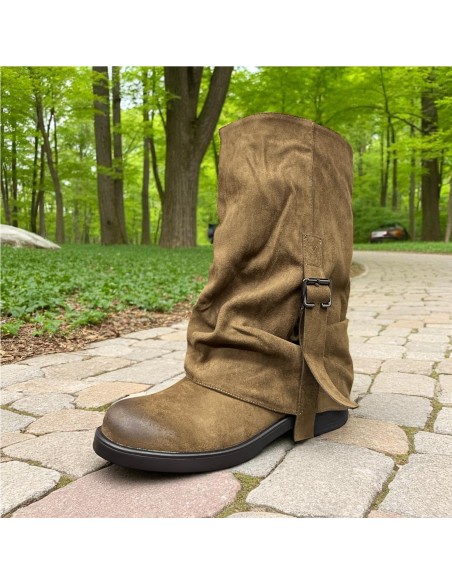 BOTA DOBLE HEBILLA LATERAL TAUPE