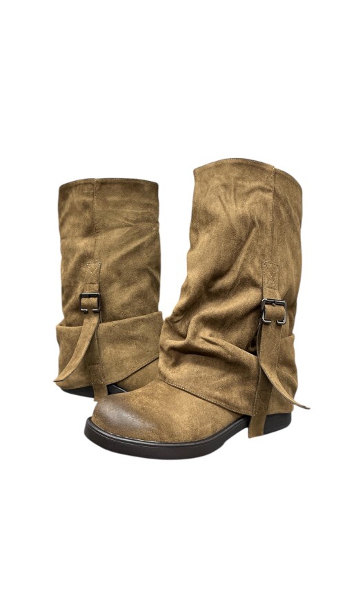 BOTA DOBLE HEBILLA LATERAL TAUPE