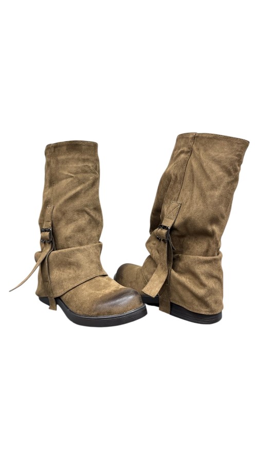 BOTA DOBLE HEBILLA LATERAL TAUPE