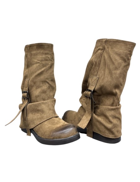 BOTA DOBLE HEBILLA LATERAL TAUPE