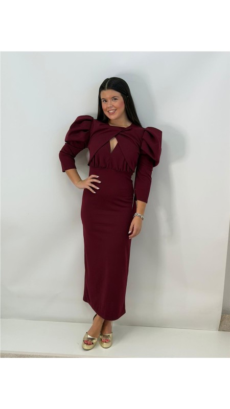 VESTIDO TESLA LISO BURDEOS