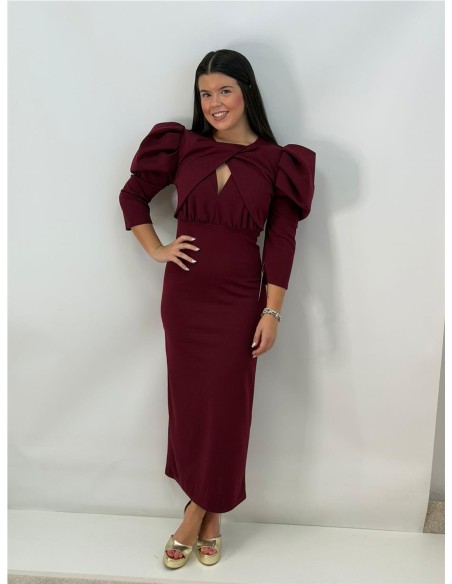 VESTIDO TESLA LISO BURDEOS