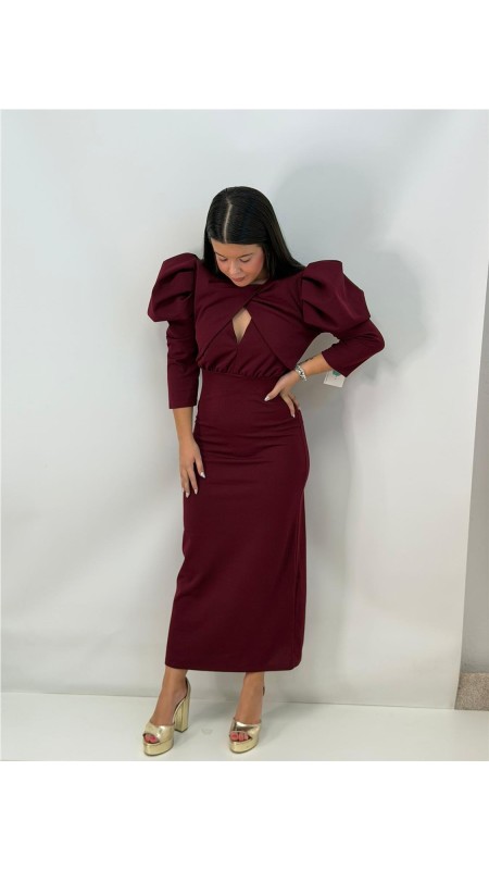 VESTIDO TESLA LISO BURDEOS 2