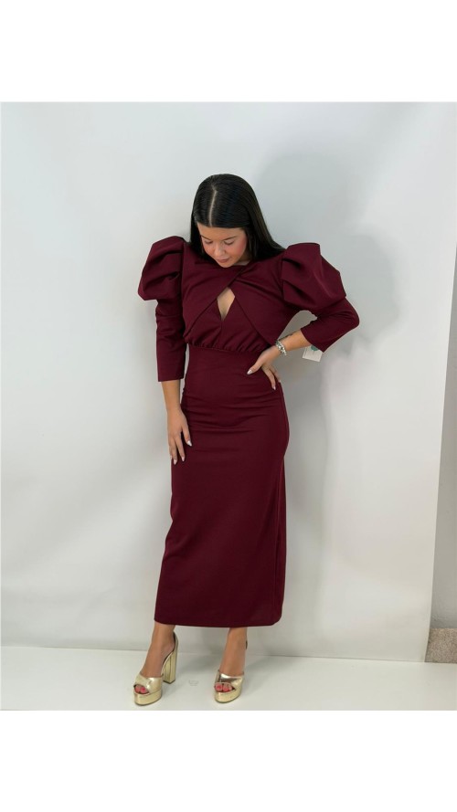 VESTIDO TESLA LISO BURDEOS