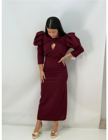 VESTIDO TESLA LISO BURDEOS