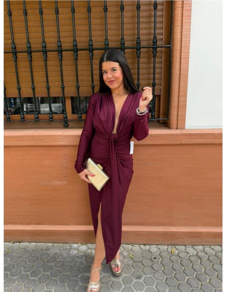 VESTIDO IRIS MANGA BURDEOS